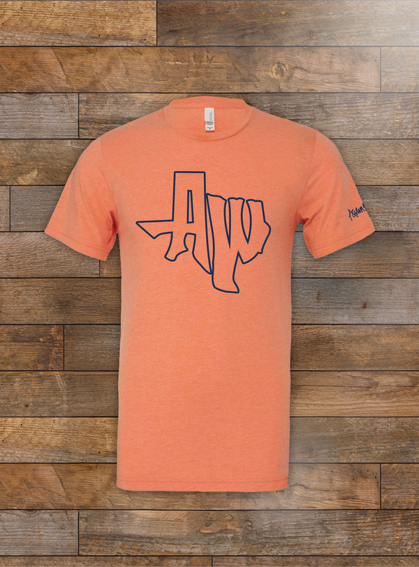Heather Orange AW Lined Logo Tee