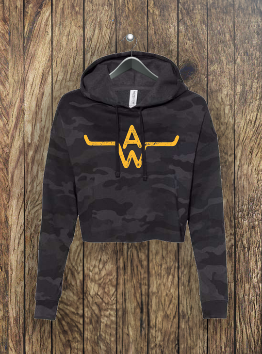 AW Long Live Cowboys Camo Crop Hoodie Aaron Watson