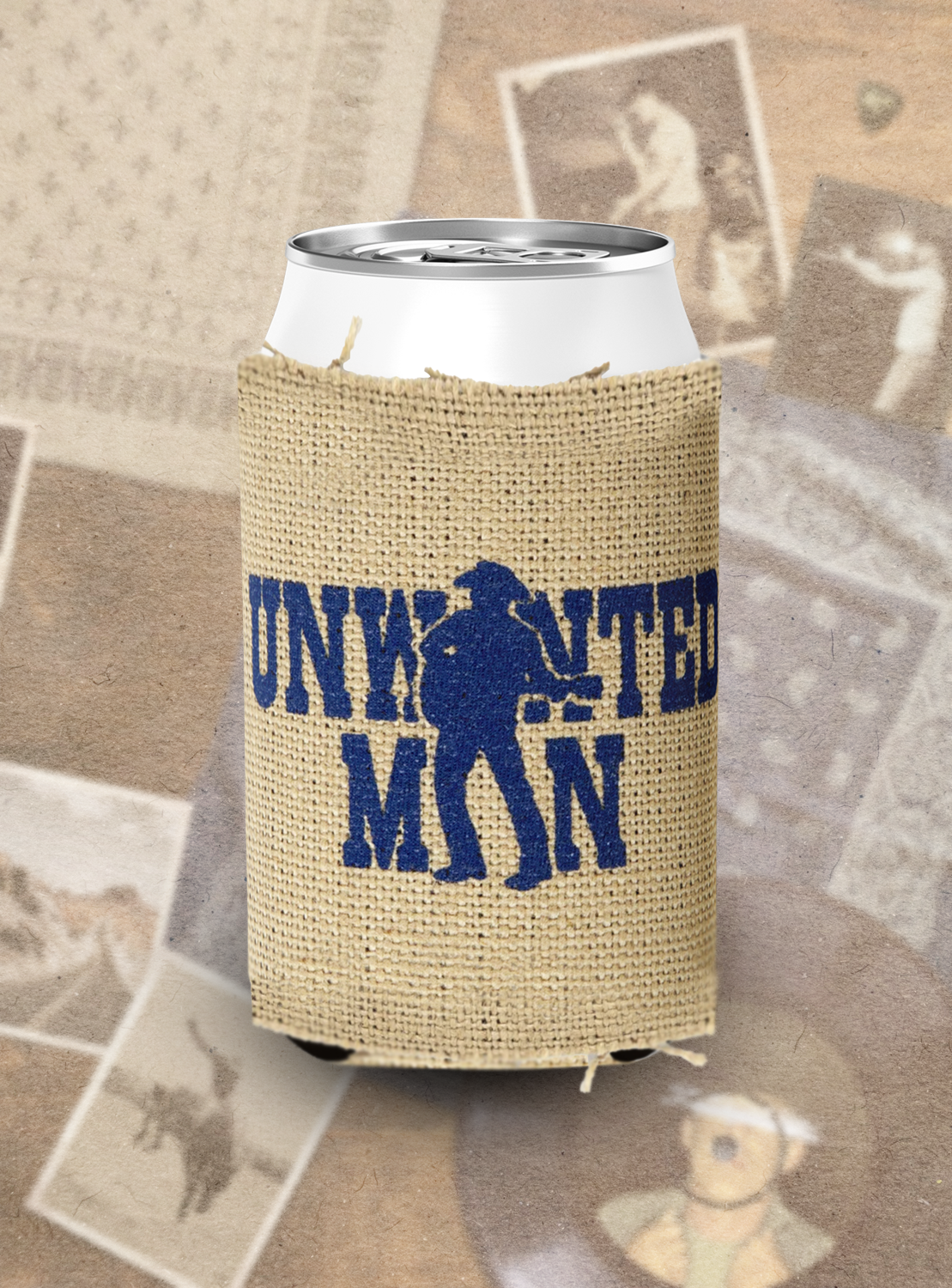 Unwanted Man Burlap Koozie